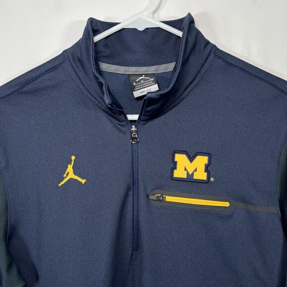Michigan Wolverines Nike Air Jordan 1/4 Zip Pullover Mens Small Blue Block M - Picture 2 of 12